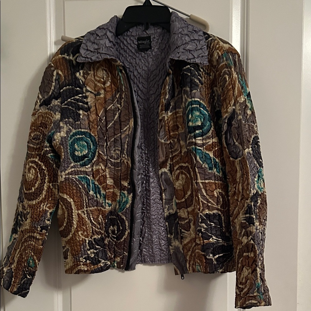 Ming Wang Multicolor Quilted Teddy Jacket